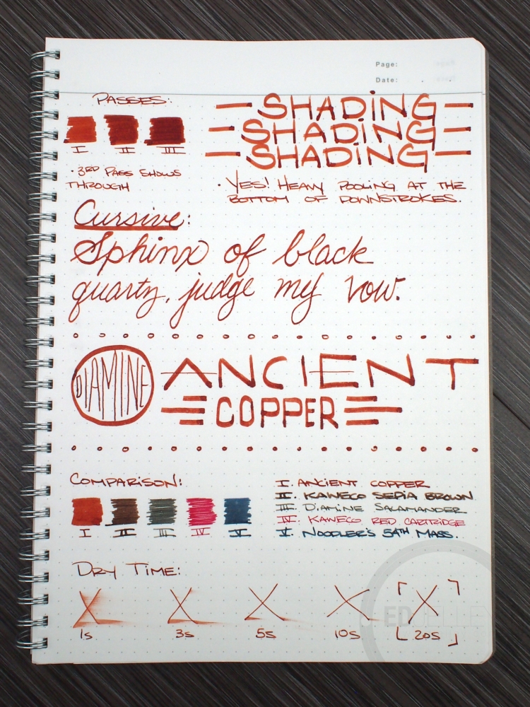 Diamine Ancient Copper Fountain Pen Ink Review