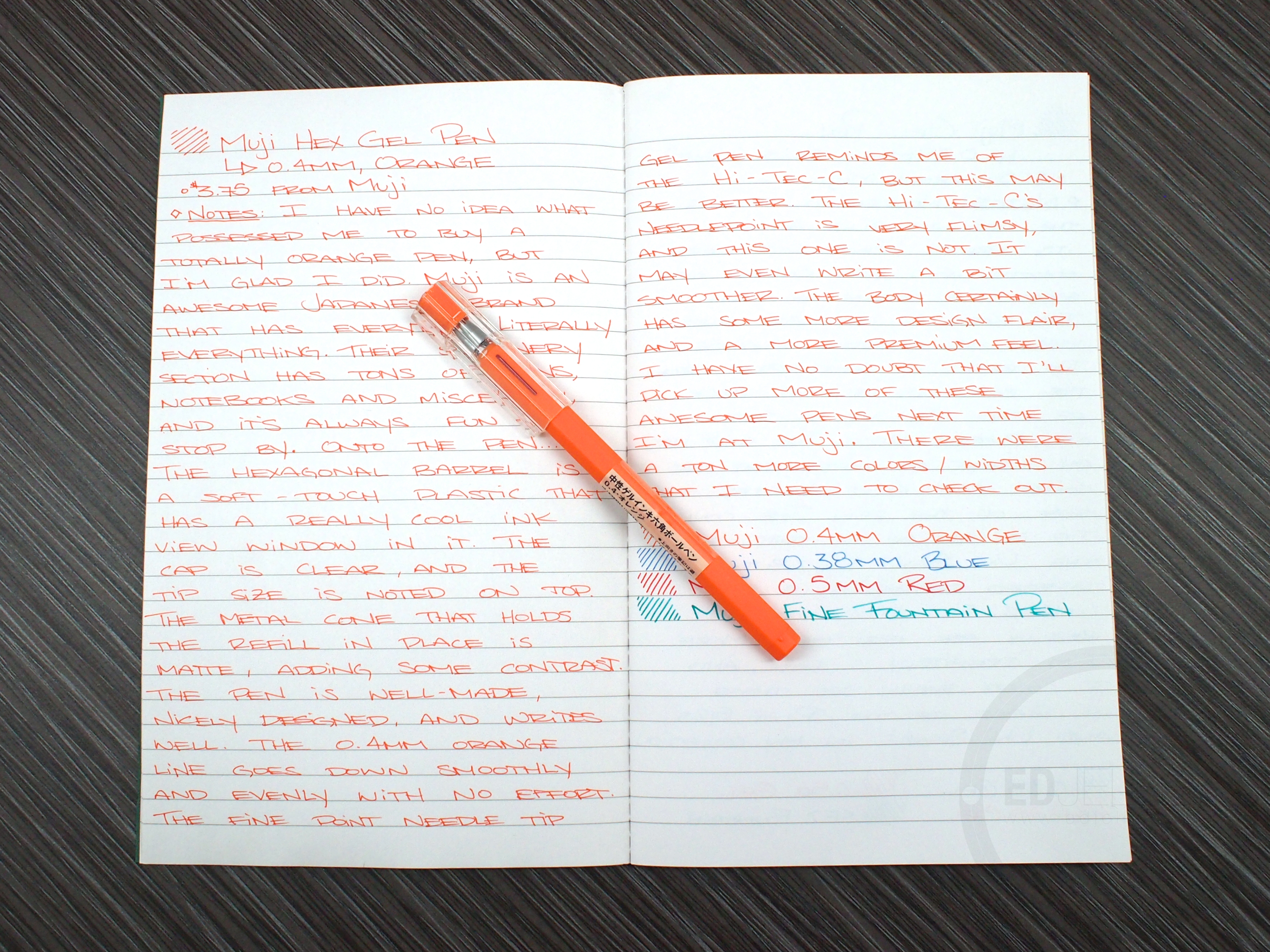 Muji Hexagonal Gel Pen – Orange, 0.4mm Review –  – Fountain Pen,  Ink, and Stationery Reviews